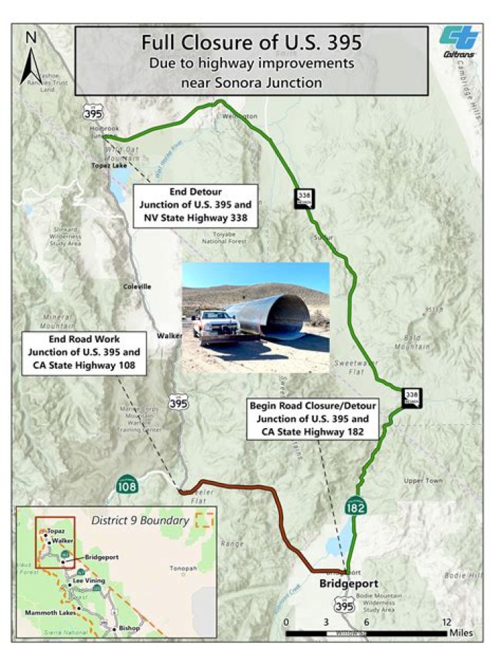 Is Highway 395 in California open?