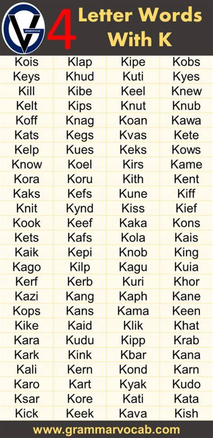 What is a 4 letter word with K?